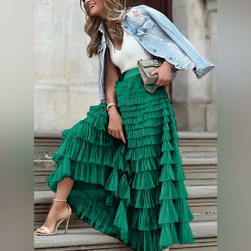 Mesh Layered Hem Skirt🤩✨🥂